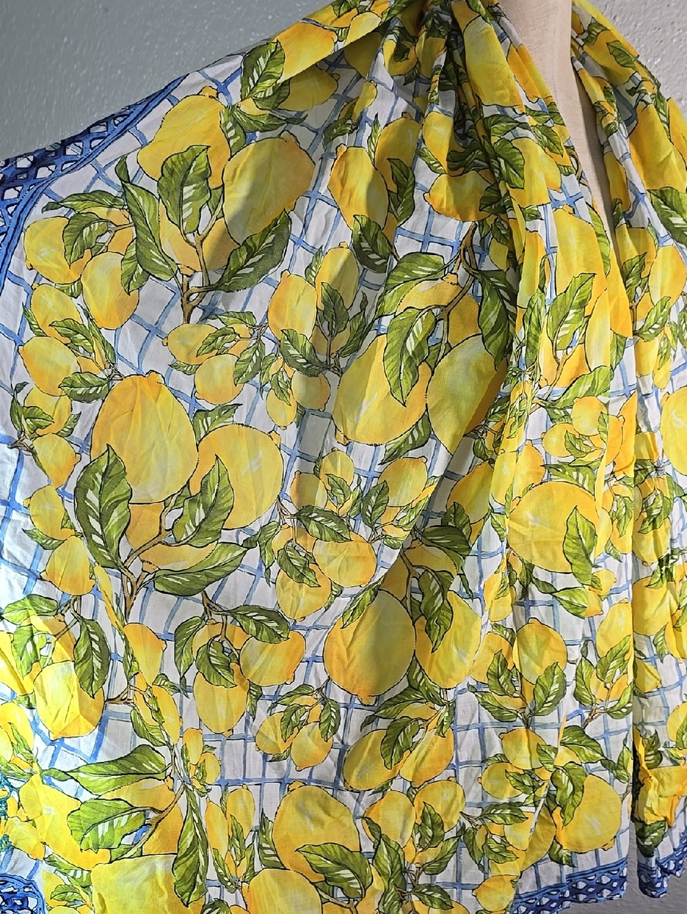 Calypso Bright Lemon Print Scarf - Yellow & Green - Picture 4 of 6